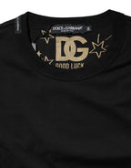 Dolce & Gabbana Black Cotton Logo Print Crew Neck T-shirt - Eljoys Fashion 