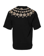 Dolce & Gabbana Black Coin Print Cotton Crew Neck T-shirt - Eljoys Fashion 