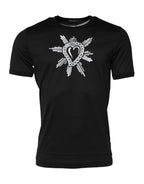 Dolce & Gabbana Black Sacred Heart Cotton Crew Neck T-shirt - Eljoys Fashion 
