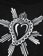 Dolce & Gabbana Black Sacred Heart Cotton Crew Neck T-shirt - Eljoys Fashion 