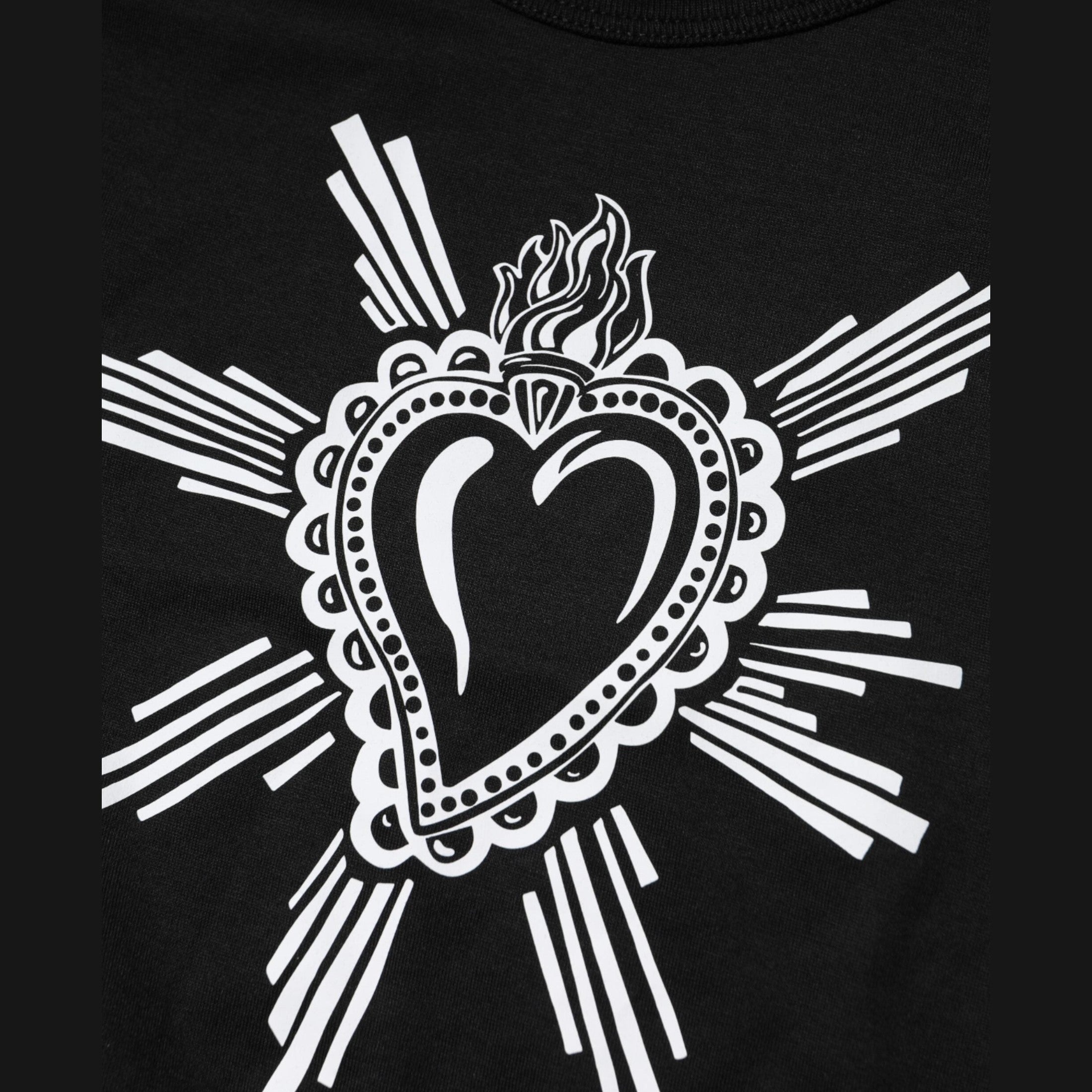 Dolce & Gabbana Black Sacred Heart Cotton Crew Neck T-shirt