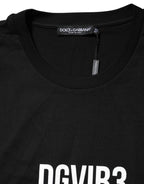 Dolce & Gabbana Black DG Vib3 Print Cotton Crew Neck T-shirt - Eljoys Fashion 