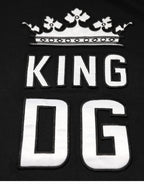 Dolce & Gabbana Black DG King Crown Cotton Crew Neck T-shirt - Eljoys Fashion 