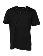 Dolce & Gabbana Black Chain Necklace Cotton Crewneck T-shirt - Eljoys Fashion 
