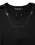 Dolce & Gabbana Black Chain Necklace Cotton Crewneck T-shirt - Eljoys Fashion 
