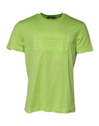 Dolce & Gabbana Green Embossed Logo Cotton Crew Neck T-shirt - Eljoys Fashion 