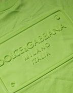 Dolce & Gabbana Green Embossed Logo Cotton Crew Neck T-shirt - Eljoys Fashion 