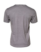 Dolce & Gabbana Gray Graphic Print Cotton Crew Neck T-shirt - Eljoys Fashion 