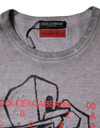 Dolce & Gabbana Gray Graphic Print Cotton Crew Neck T-shirt - Eljoys Fashion 