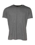 Dolce & Gabbana Gray Cotton Crew Neck Short Sleeves T-shirt - Eljoys Fashion 