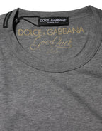 Dolce & Gabbana Gray Cotton Crew Neck Short Sleeves T-shirt - Eljoys Fashion 
