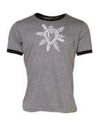 Dolce & Gabbana Gray Sacred Heart Cotton Crew Neck T-shirt - Eljoys Fashion 
