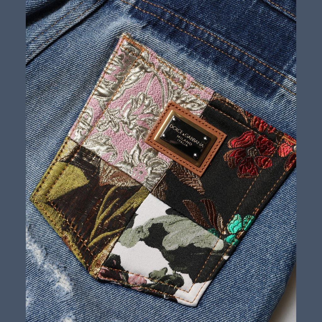Dolce & Gabbana Blue AMBER Tattered High Waist Denim Jeans