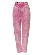 Dolce & Gabbana Pink Tie Dye High Waist Tapered Denim Jeans - Eljoys Fashion 