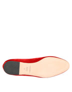 Dolce & Gabbana Red Velvet DG Heart Loafers Flats Shoes - Eljoys Fashion 