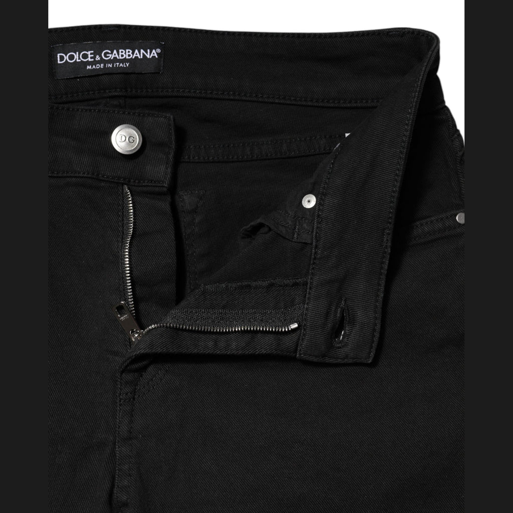 Dolce & Gabbana Black Cotton Skinny Mid Waist Denim Jeans