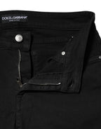 Dolce & Gabbana Black Cotton Skinny Mid Waist Denim Jeans - Eljoys Fashion 