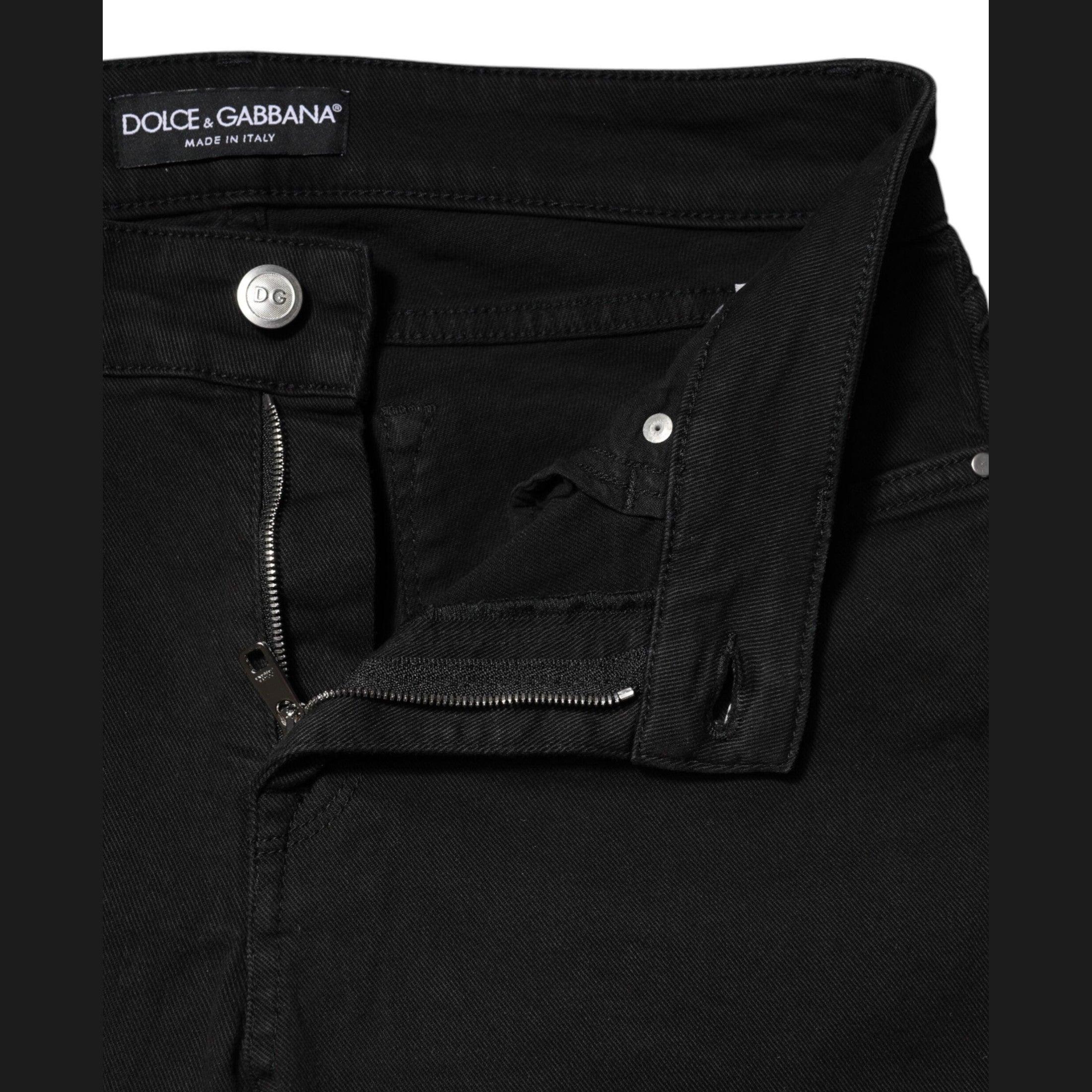 Dolce & Gabbana Black Cotton Skinny Mid Waist Denim Jeans