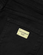Dolce & Gabbana Black Cotton Skinny Mid Waist Denim Jeans - Eljoys Fashion 