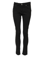 Dolce & Gabbana Black Cotton Skinny Mid Waist Denim Jeans - Eljoys Fashion 