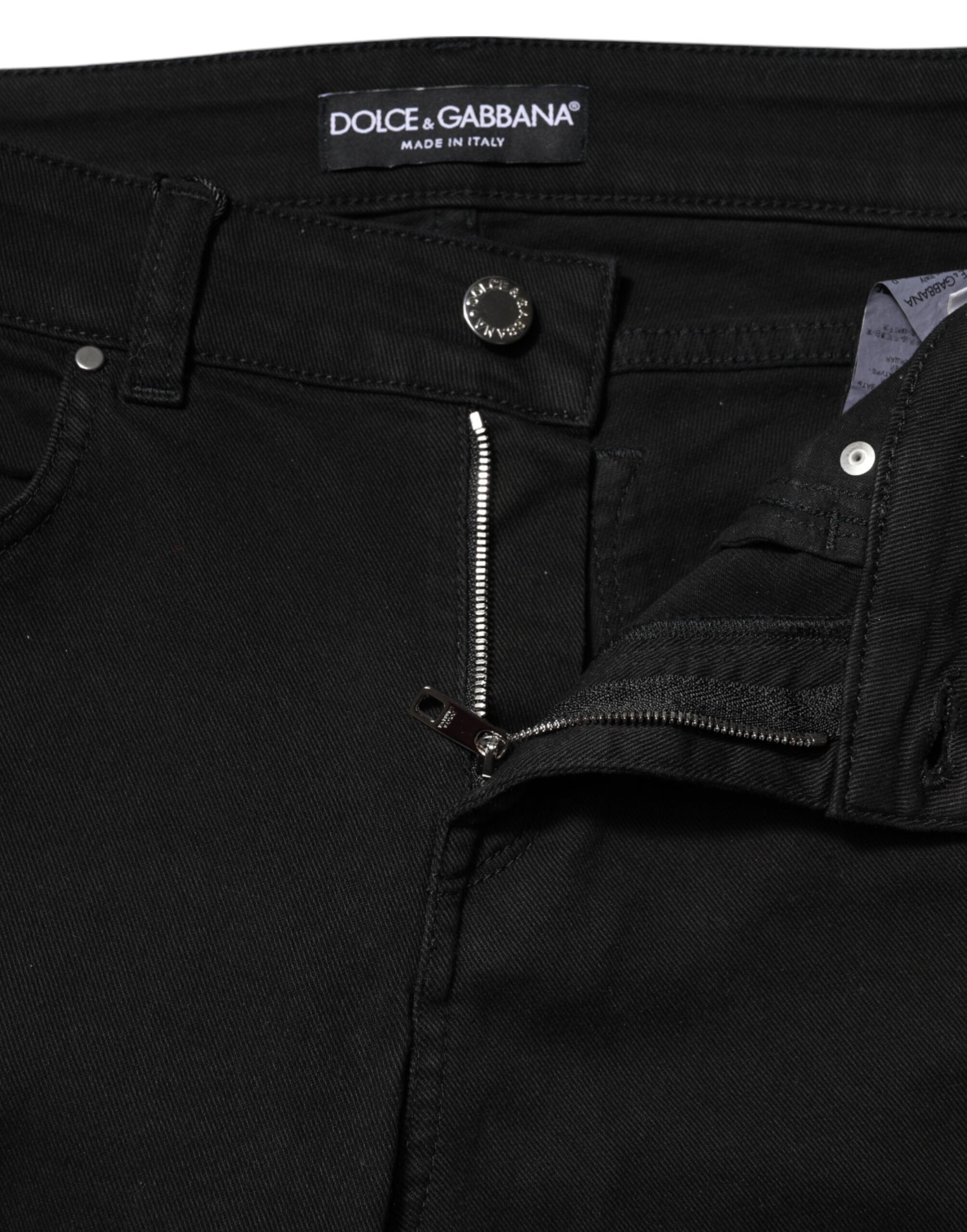Dolce & Gabbana Black Cotton Skinny Mid Waist Denim Jeans