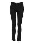 Dolce & Gabbana Black Cotton Skinny Mid Waist Denim Jeans - Eljoys Fashion 
