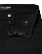 Dolce & Gabbana Black Cotton Skinny Mid Waist Denim Jeans - Eljoys Fashion 