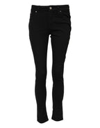 Dolce & Gabbana Black Cotton Skinny Mid Waist Denim Jeans - Eljoys Fashion 
