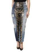 Dolce & Gabbana Multicolor Patchwork Tapered Denim Jeans - Eljoys Fashion 