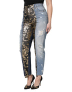 Dolce & Gabbana Multicolor Patchwork Tapered Denim Jeans - Eljoys Fashion 