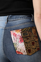 Dolce & Gabbana Multicolor Patchwork Tapered Denim Jeans - Eljoys Fashion 