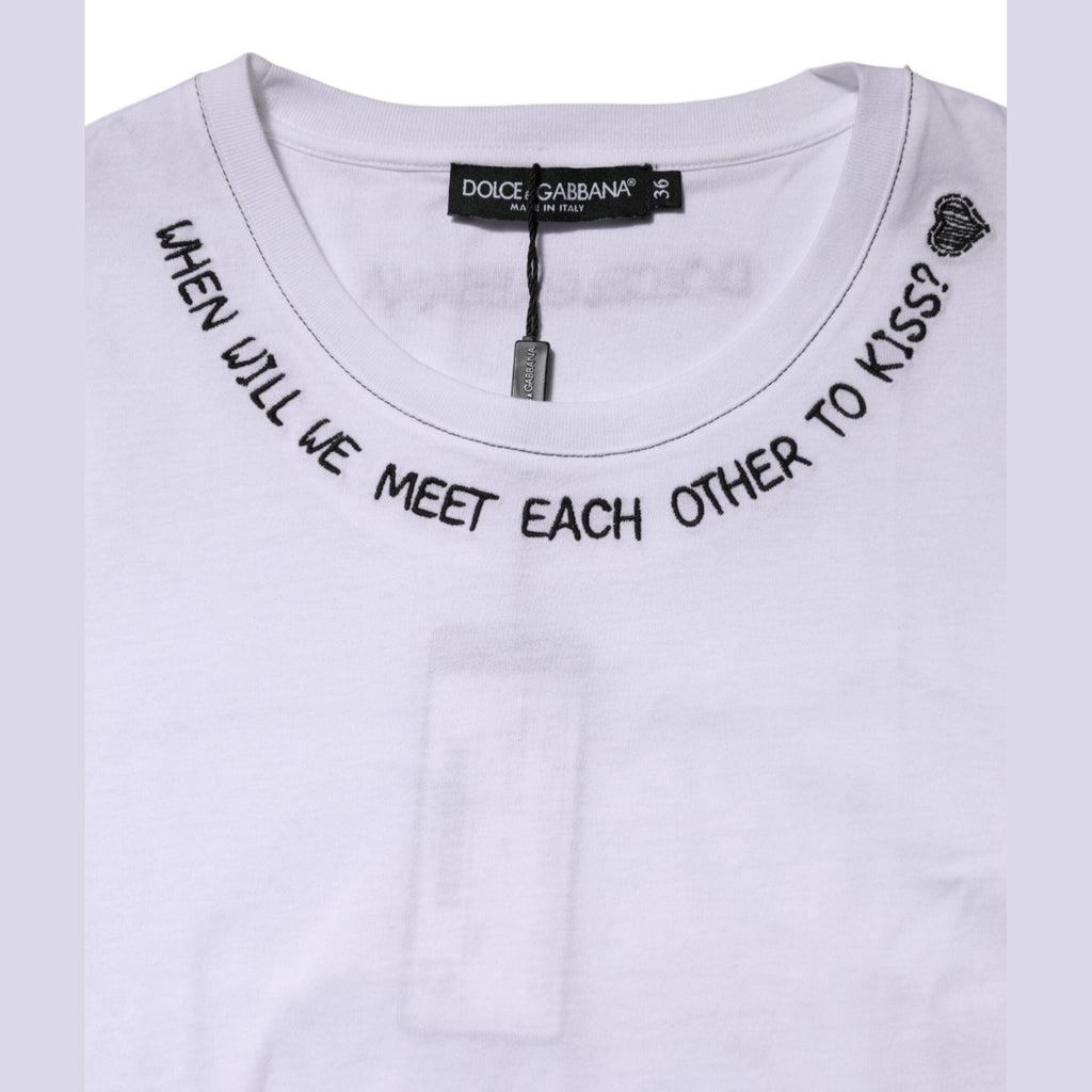 Dolce & Gabbana White Cotton Sleeveless Printed Tank T-shirt