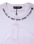 Dolce & Gabbana White Cotton Sleeveless Printed Tank T-shirt - Eljoys Fashion 