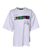 Dolce & Gabbana White Cotton Printed Short Sleeves T-shirt - Eljoys Fashion 