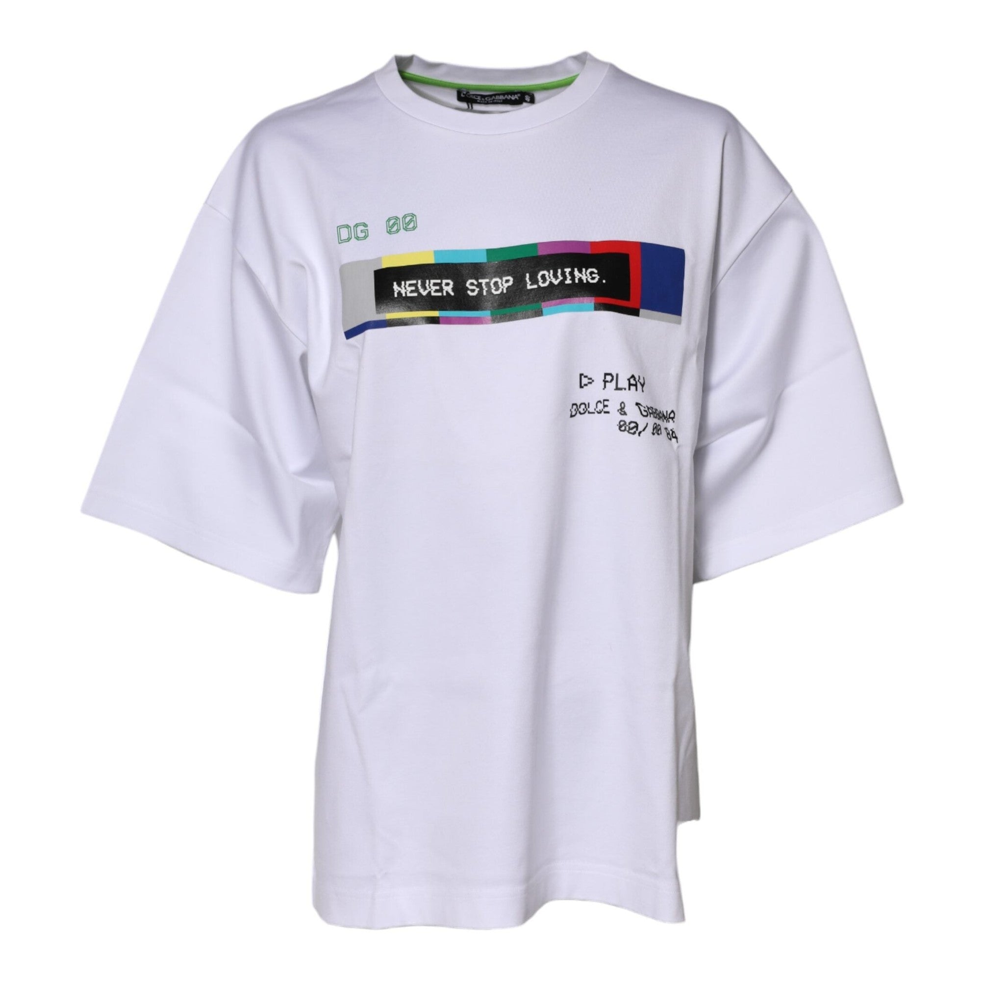 Dolce & Gabbana White Cotton Printed Short Sleeves T-shirt