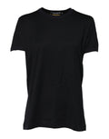 Dolce & Gabbana black cotton short sleeve T-shirt with DG print, casual men's top, front view showing branding and fabric details.