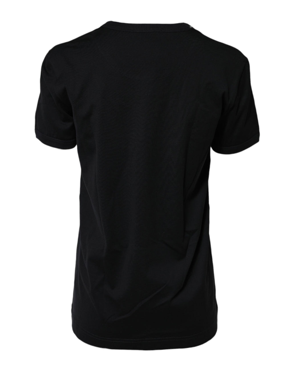 Black Dolce & Gabbana cotton T-shirt with DG print and short sleeves, casual top for men or women.