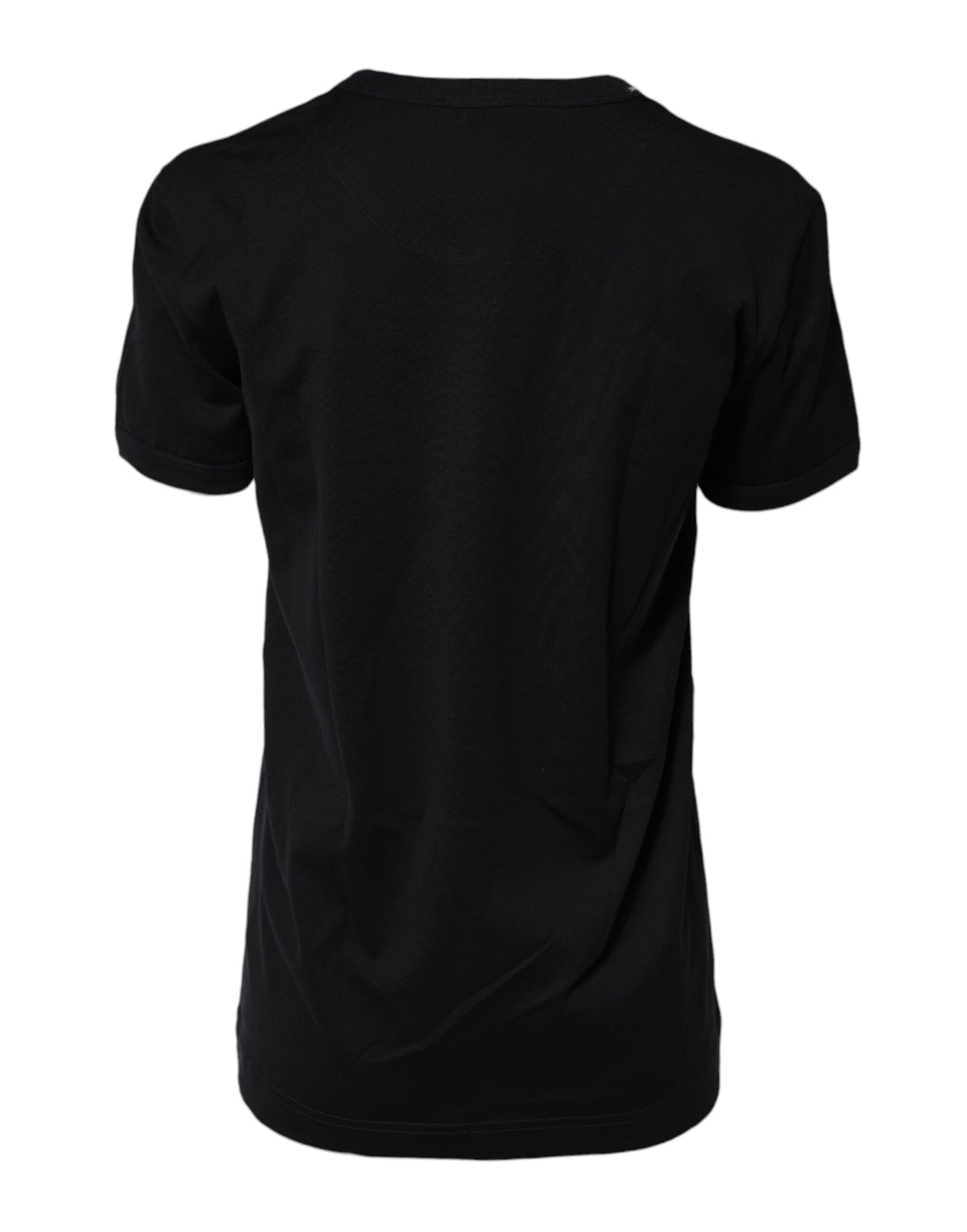 Black Dolce & Gabbana cotton T-shirt with DG print and short sleeves, casual top for men or women.