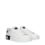 Dolce & Gabbana white leather low top sneakers with sleek design and subtle branding on the sides.
