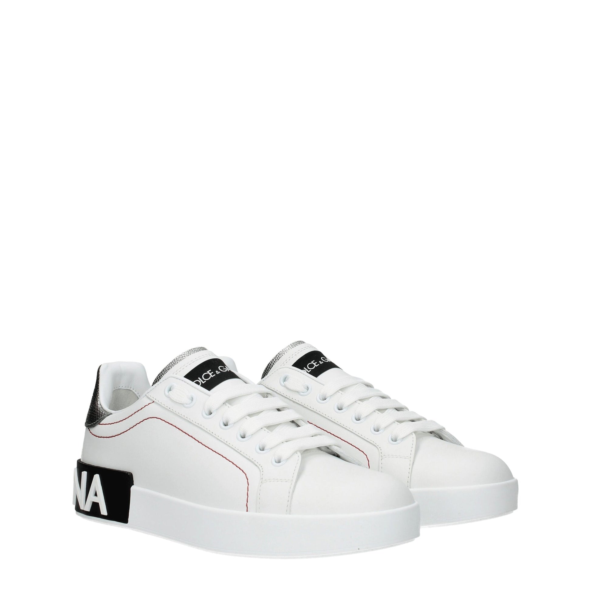 Dolce & Gabbana White Leather Low Top Sneakers