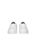 White leather Dolce & Gabbana low top sneakers with sleek design and subtle branding on the side.