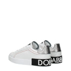 White leather Dolce & Gabbana low top sneakers with sleek design and subtle branding, perfect for casual and stylish outfits.