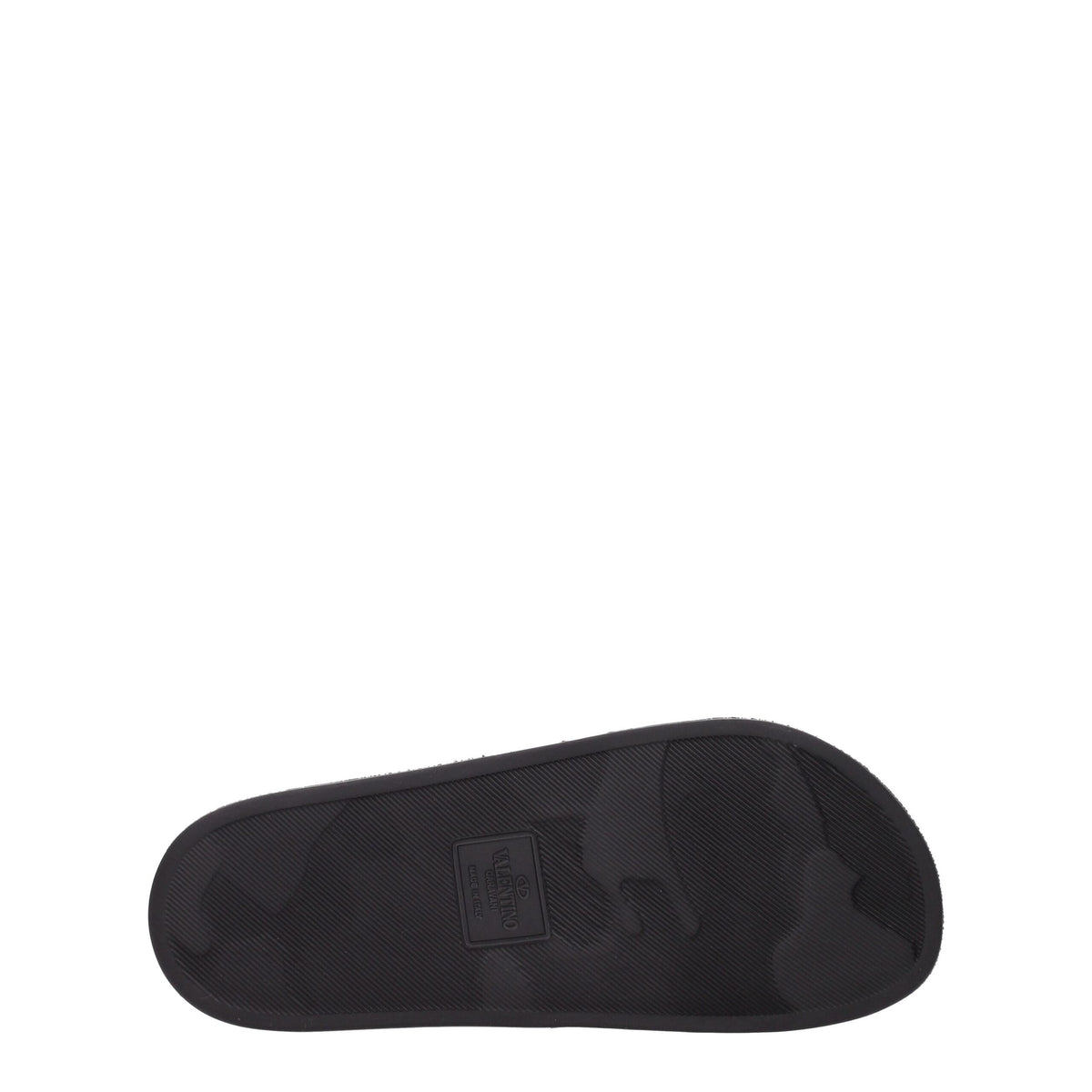 Black cotton Valentino Garavani slippers with a sleek design and logo detail, perfect for casual or lounge wear.