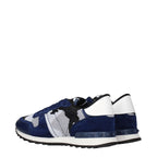 Valentino Garavani gray fabric athletic sneakers with white soles and laces, stylish and comfortable sneakers for active wear.