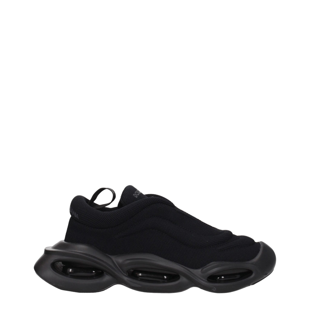 Dolce & Gabbana black fabric chunky sneakers with thick soles and stylish design, perfect for casual and fashion-forward looks.