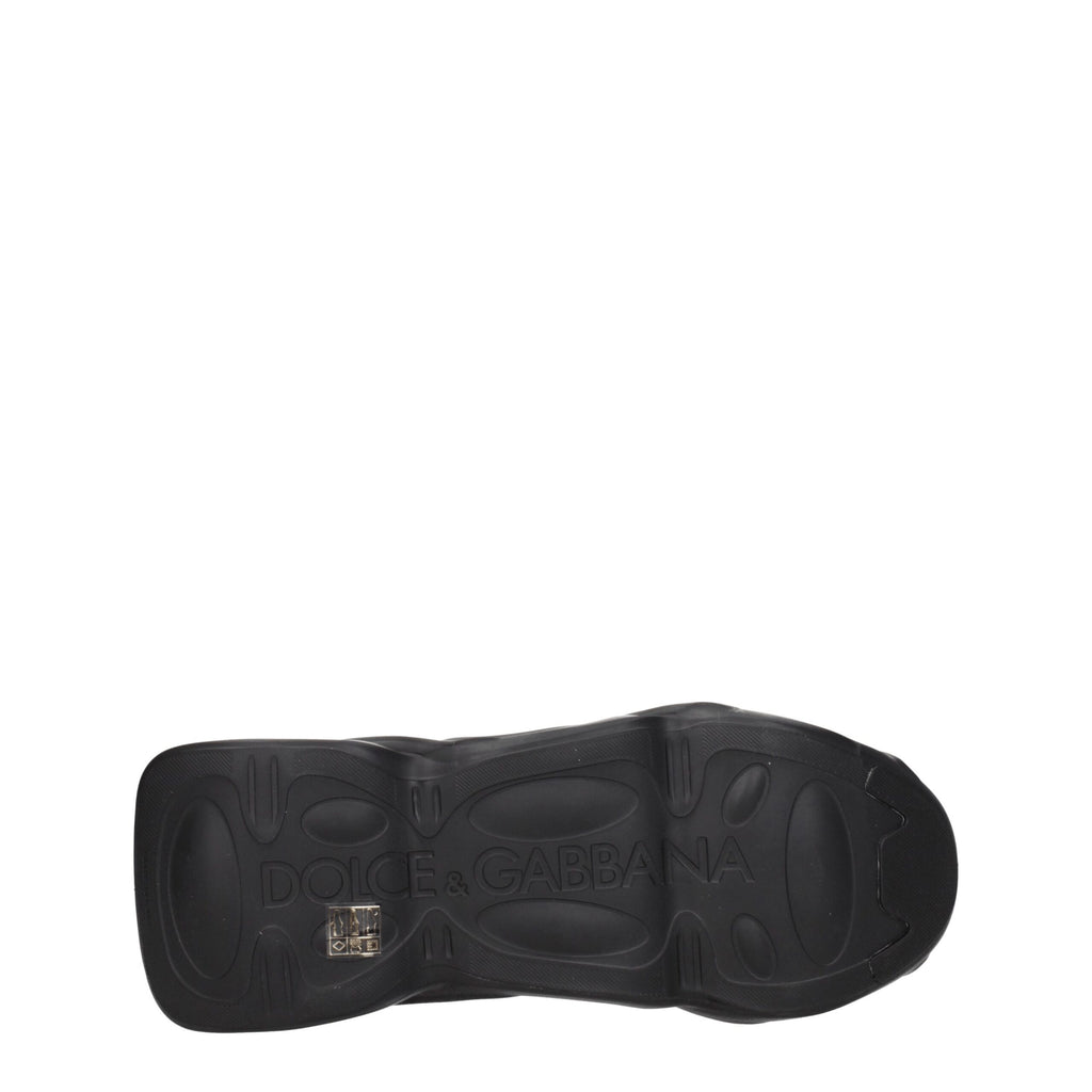 Dolce & Gabbana black fabric chunky sneakers with thick soles and stylish design, perfect for fashionable casual wear.