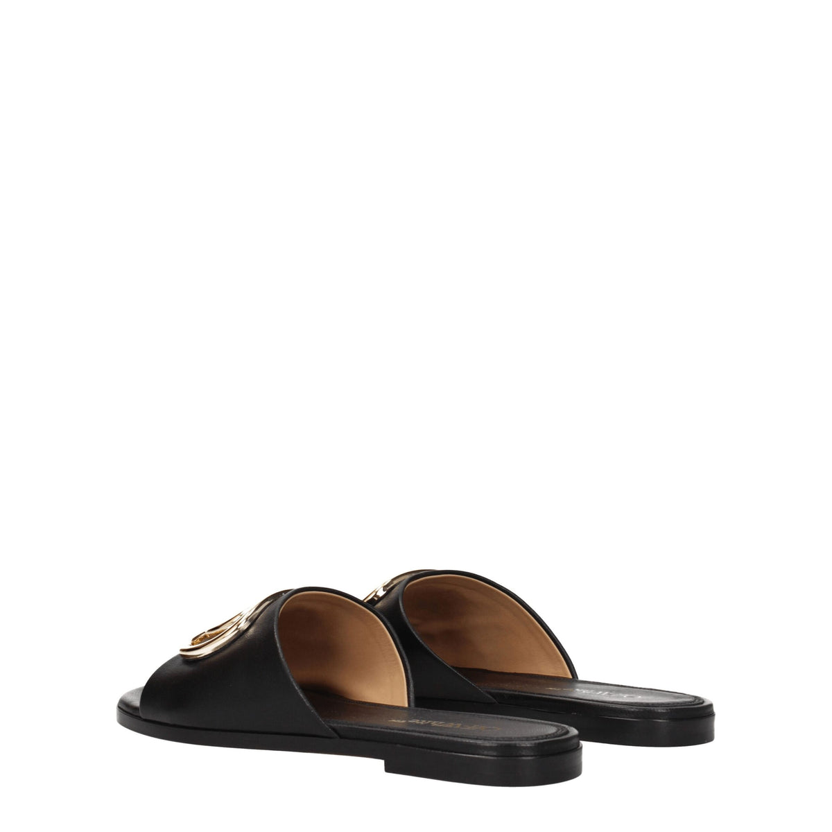 Off-White Black Leather Slippers Off-White