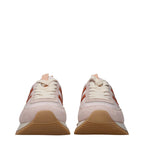 Pink Moncler fabric chunky sneakers with thick soles and stylish design, perfect for casual and athletic wear.