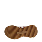 Pink fabric Moncler chunky sneakers with a thick sole and sporty design, suitable for casual and athletic wear.