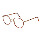 Andy Wolf orange metal glasses frames with sleek design and clear lenses, showcasing modern eyewear style.